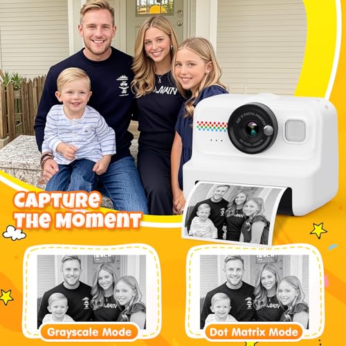 HiMont Kids Camera: 1080P Instant Print, 32GB Card, Selfie Digital Cam, Funny Toys for Boys & Girls, Age 3-12