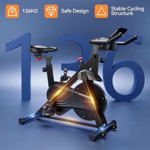 Lacuffy Indoor Cycling Bike: 136kg Capacity, Magnetic, LCD Display