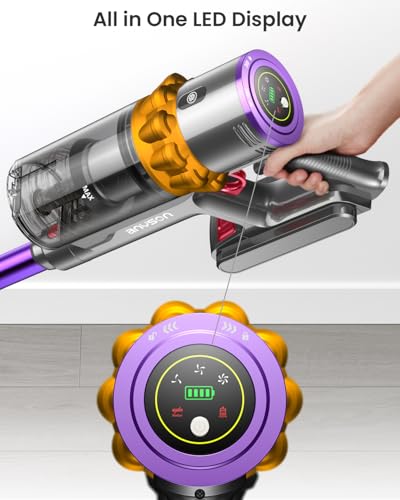 Wall-Mounted Cordless Vacuum 48Kpa 580W 60Min - Self-Standing, Touch Screen, Pet/Hardwood/Carpet - Rechargeable 1.5L Vacuum