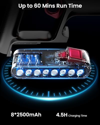 Wall-Mounted Cordless Vacuum 48Kpa 580W 60Min - Self-Standing, Touch Screen, Pet/Hardwood/Carpet - Rechargeable 1.5L Vacuum