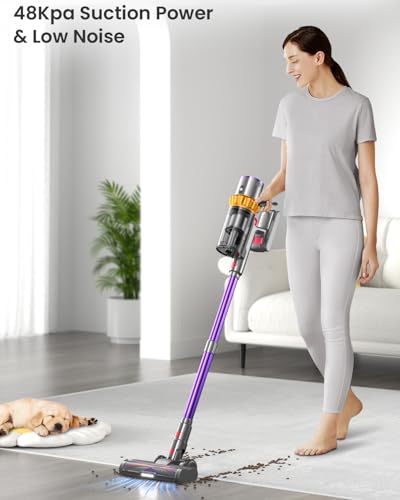 Wall-Mounted Cordless Vacuum 48Kpa 580W 60Min - Self-Standing, Touch Screen, Pet/Hardwood/Carpet - Rechargeable 1.5L Vacuum
