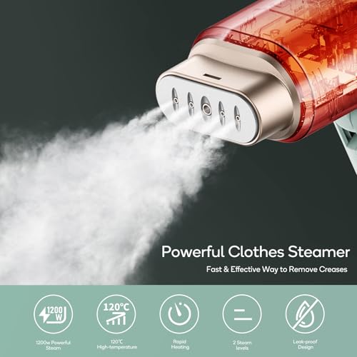 Newbealer Clothes Steamer: Portable 1200W Handheld Steamer, Fast Heat Up, 180ml Tank, Horizontal & Vertical Steaming