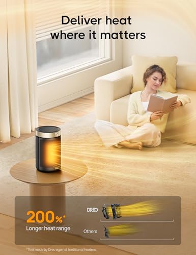 Dreo Energy Efficient Space Heater, Remote Ceramic Fan, Thermostat, 3 Modes, Timer, Bedroom, Gold
