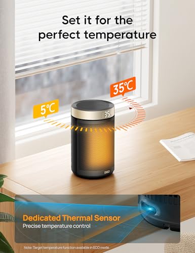 Dreo Energy Efficient Space Heater, Remote Ceramic Fan, Thermostat, 3 Modes, Timer, Bedroom, Gold