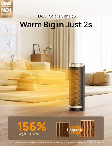 Dreo Electric Heater: Silent Ceramic, 70° Oscillation, Energy Efficient, 3-Mode, 3-Speed, Timer