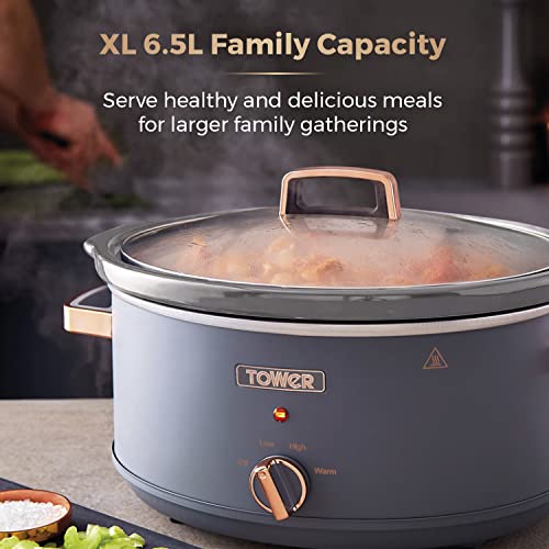 Tower Cavaletto 6.5L Slow Cooker, 3 Heat Settings, Cool Touch Handles