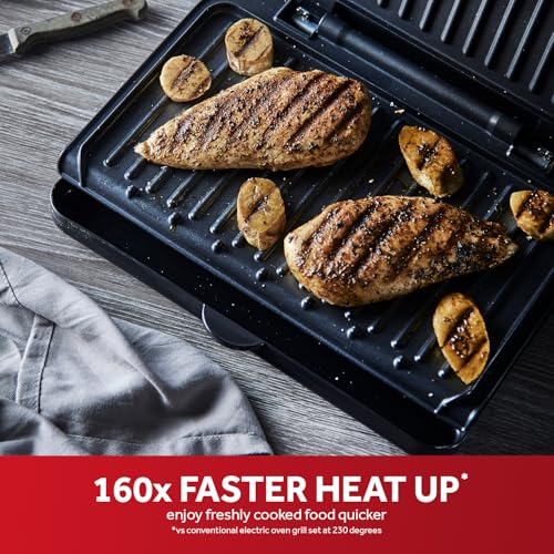 George Foreman Electric Fit Grill: Non-Stick Griddle Panini BBQ, Energy Saving, Easy Clean - Black, 1630W