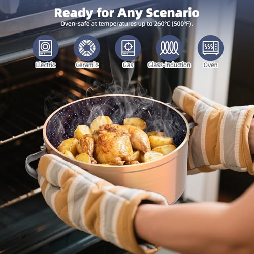 Nuwave 12-Piece Induction Ready Pan Set, Blue Ceramic Non-Stick Cookware with Lids - PFAS Free