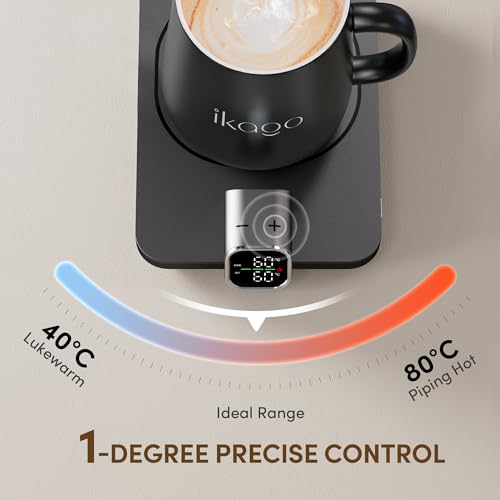 ikago Smart Heated Coffee Mug Warmer Set - Auto Shut Off, Precise Temp Control, Electric Mug Warmer for Desk & Travel