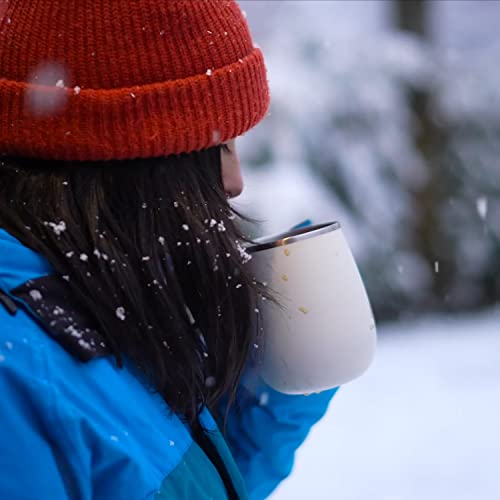 Ideus 16oz Coffee Mug: Stainless Steel, Vacuum Insulated, Non-Slip Handle, Slider Lid - Snow Mountain White