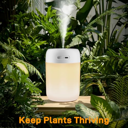 Kissleaf Mini Room Humidifier 650ml: Quiet Baby Air Humidifier for Bedroom, Children, Plants - Long-lasting 15H - Warm Light