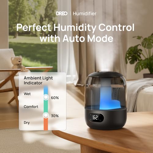 Dreo Bedroom Humidifier: Quiet Cool Mist, 30H Runtime, Essential Oil Diffuser