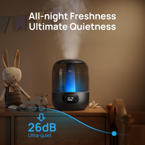 Dreo Bedroom Humidifier: Quiet Cool Mist, 30H Runtime, Essential Oil Diffuser