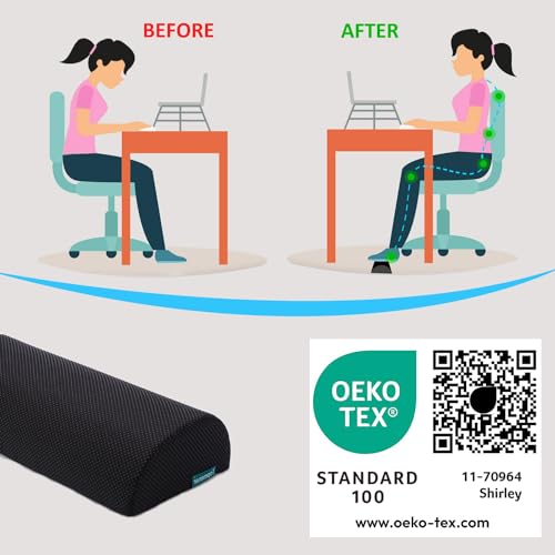 Topmener Ergonomic Foot Rest Cushion with Massage Dots - Washable Cover, Portable Handle - Relieve Leg, Knee, Back