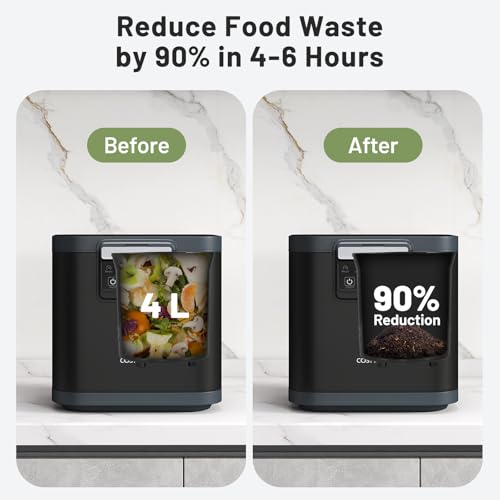 COSTWAY 4L Kitchen Electric Composter: Odourless Smart Bin, Activated Carbon Filters, Auto-Cleaning, LED Display