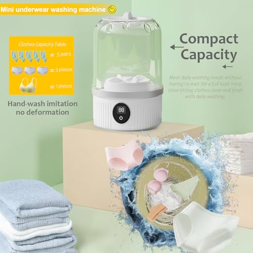 Portable Mini Washer: Upgraded Cordless Laundry Machine for Bra, Socks