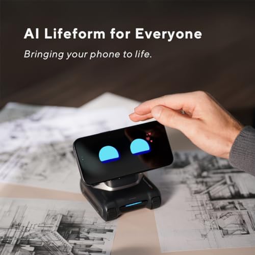 LOOI Robot-Space Black: AI Desktop Companion, Voice Interaction, Personality, Gesture Recognition, Emotional Support, Wireless Charging