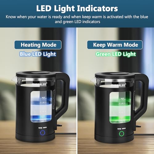 Fast Boil Glass Kettle, 1.7L, Keep Warm, Blue LED, 3000W