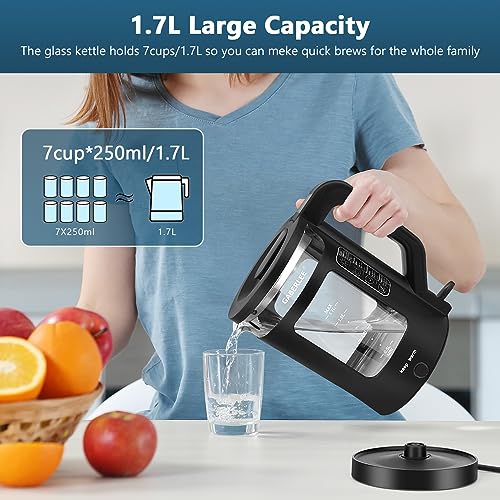 Fast Boil Glass Kettle, 1.7L, Keep Warm, Blue LED, 3000W