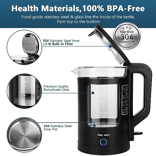Fast Boil Glass Kettle, 1.7L, Keep Warm, Blue LED, 3000W
