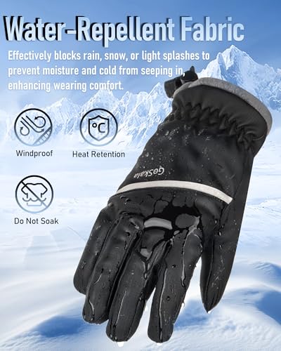 GoSkala Thermal Gloves: Warm Windproof Men Women Touch Screen Running Cycling Driving for Cold Weather, Black, M