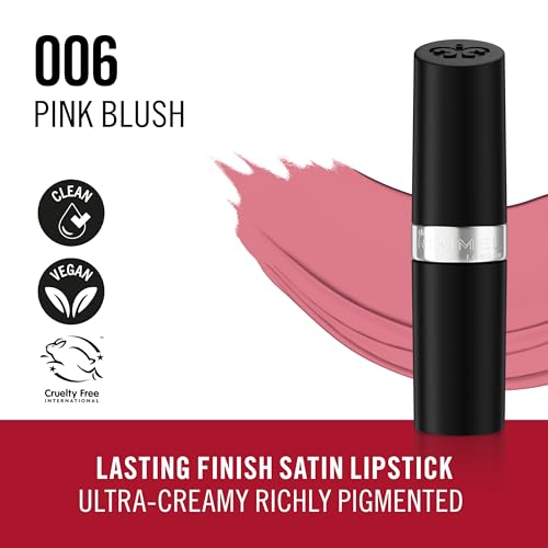 Rimmel Lipstick Pink Blush Creamy Satin Finish 8HR Wear