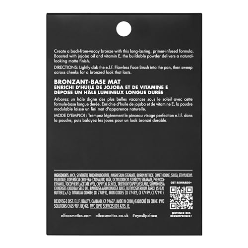 e.l.f. Primer-infused Bronzer for Cheeks, Matte Finish, Lightweight, All-Day Wear, Forever Sunkissed