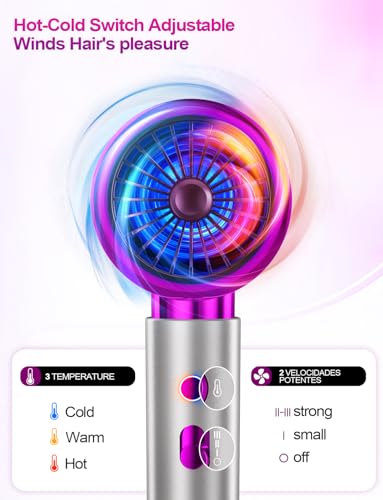 DMTIVMG Hairdryer 2400W with Diffuser Set, Lightweight for Travel & Salon, 3 Heat 2 Speed, Cool Shot - Thermostatic Control