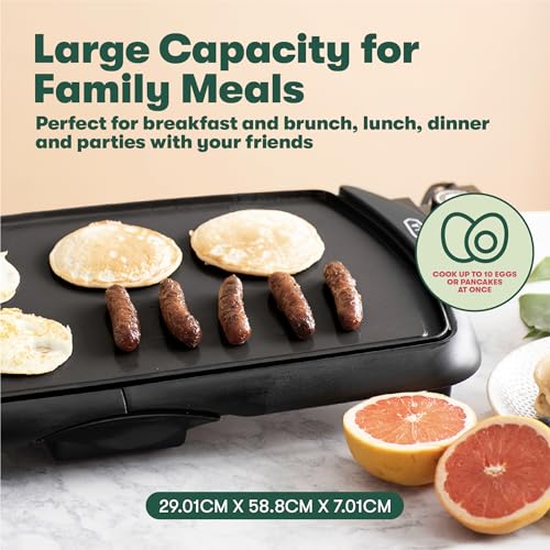 BELLA Electric Griddle: Ceramic Non-Stick Surface, Adjustable Temp, Large Cooking Area, Removable Drip Tray