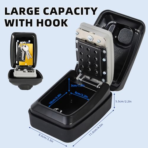 Unichefry Key Safe Wall Mount Box with Waterproof Cover - High Security Combination Lock for Home, Office, School