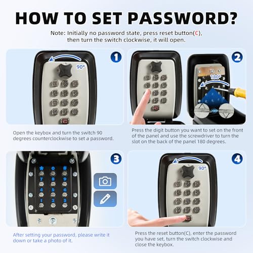 Unichefry Key Safe Wall Mount Box with Waterproof Cover - High Security Combination Lock for Home, Office, School