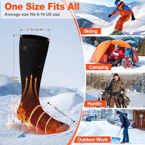 WarmFeet Electric Heated Socks | 360° Toe Heating, 4 Heat Settings | Rechargeable Battery | Outdoor Skiing, Camping, Hiking