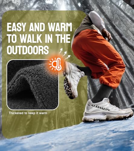 TANSTC Merino Wool Thermal Socks for Men - Warm Winter Crew Hiking Socks with Moisture Wicking - 3 Pairs, Black