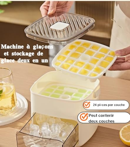 Ice Cube Maker: Quick Release Tray, Push Lever, 48-Cube Silicone Mould - Cocktails, Coffee, Juice