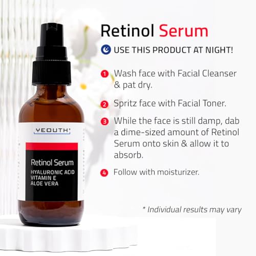 YEOUTH Retinol Serum: Hydrating Face Serum with Hyaluronic Acid & Vitamin E