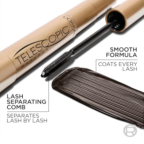 L'Oréal Paris Telescopic Mascara for Dramatic Length & Definition, 71% Lengthening, Smudge-Resistant, 36H Wear - 8ml