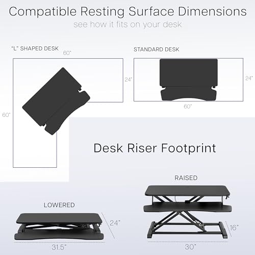 VIVO 81 inch Desk Converter: Height Adjustable Sit-Stand Dual Monitor & Laptop Workstation, Wide Keyboard Tray - Black