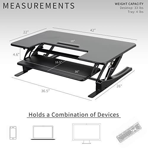 VIVO Height Adjustable Stand Up Desk Converter, Dual Monitor Riser Workstation, Black, V Series