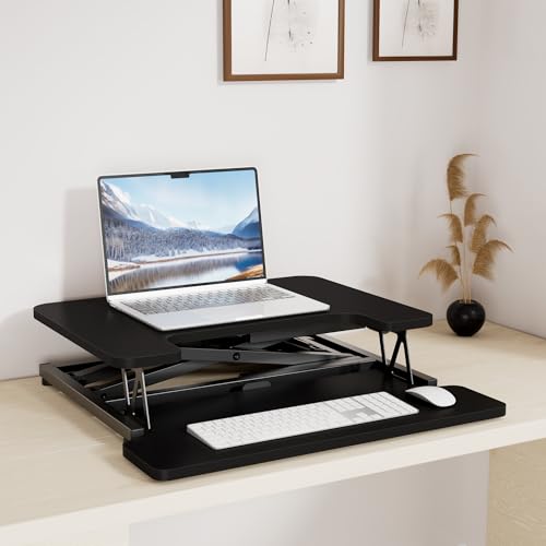 RGOMAKER Standing Desk Converter, Height Adjustable 22-inch Wide Sit to Stand Up Desk Riser