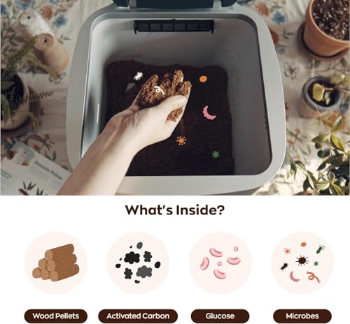 Reencle 14L Electric Composter: Indoor Food Waste Bin, Rapid Decomposition, Odor-Free, Whisper-Quiet, Turns Scraps into Soil