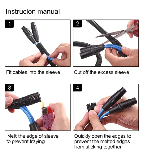 Alex Tech Cord Protector 10ft - 1/2 inch Split Sleeving for USB Power Cord, Audio Video Cable - Protects from Chewing - Black