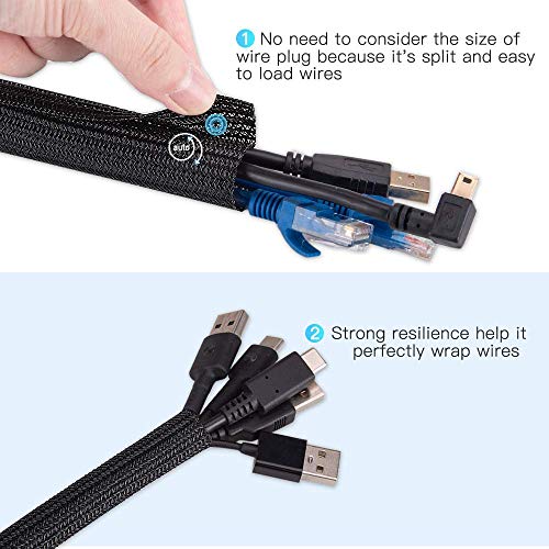 3M Cable Management Sleeve 12-20mm, Braided Protector for Organizing Wires