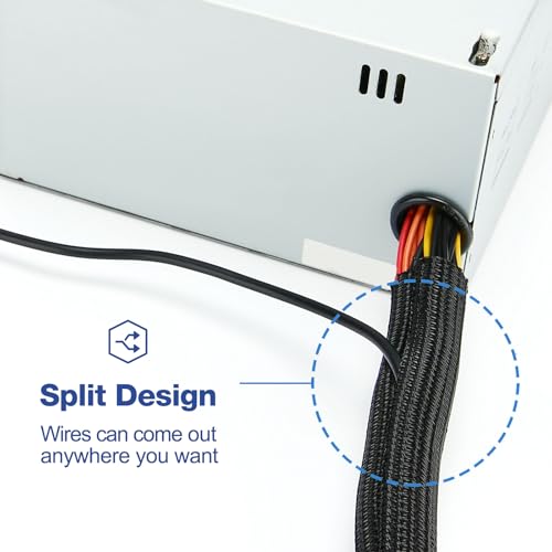 JOTO Cord Protector 10ft Cable Sleeve for TV Computer Home - Black