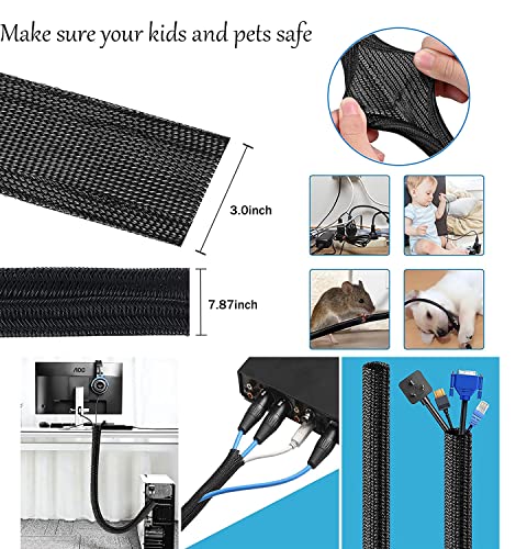Moseem Cable Management Kit: Wire Organiser, Cable Sleeve, Adhesive Base, Clips, Ties, Cord Holder, Fastening Ties
