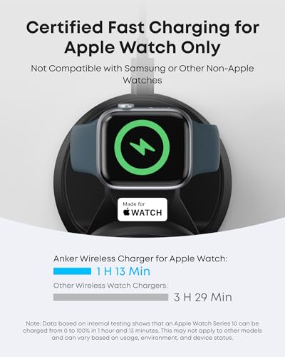 Anker MagGo Wireless Charger Stand: 3-in-1 Qi-Certified 15W, iPhone 13/14/15/16/17, Apple Watch, AirPods Pro - Adapter Included