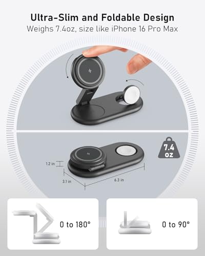 Apple 3-in-1 Wireless Charger Stand, 15W Fast MagSafe for iPhone, Apple Watch, AirPods