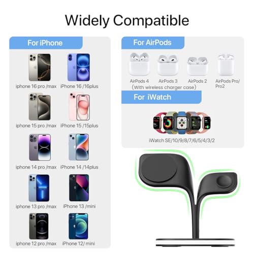 EXW 3-in-1 MagSafe Wireless Charger for iPhone & Apple Watch, AirPods - Fast Charging Station