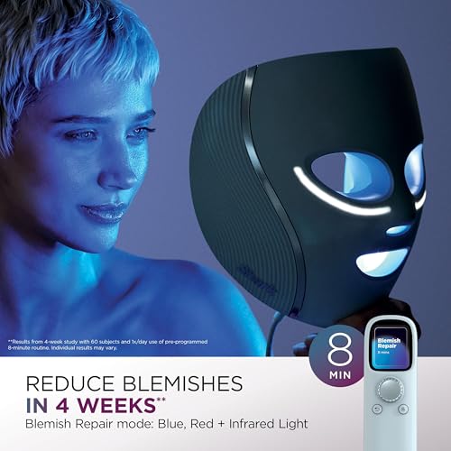 Shark CryoGlow LED Face Mask: Anti-Ageing & Blemish Repair, Red & Blue Light Therapy, USB-C, Remote Control