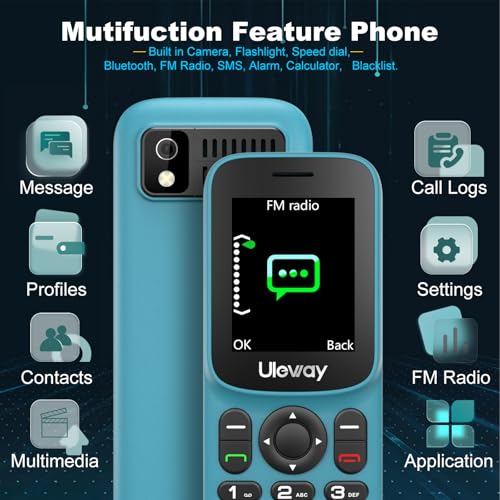 USHINING 4G Mobile Phone: Dual Nano SIM, 1.8 inch LCD Screen, Bluetooth, FM Radio, Torch - Green