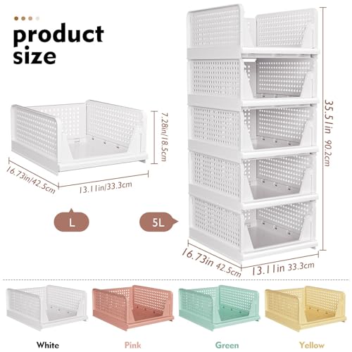 SNSLXH Stackable Closet Storage Basket Set - Multifunctional Organizer for Bathroom, Kitchen, Laundry - Space-Saving Clothes Drawer Organizer